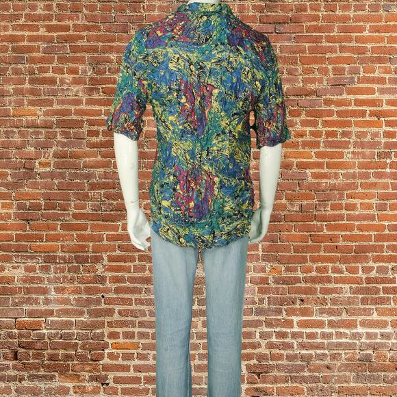 Goouch Vintage Funky Art Print Rayon Shirt - Picture 4 of 9